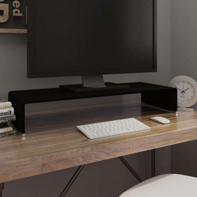 B&Q -  Tv Stand/monitor Riser Glass Black 80X30X13 Cm