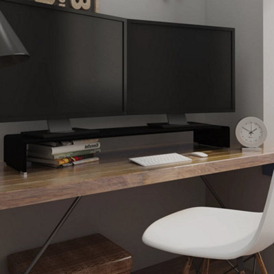 Vidaxl Tv Stand/Monitor Riser Glass 120X30x13 Cm Black