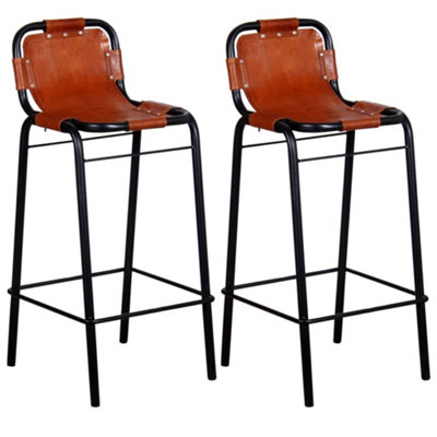 Vidaxl Bar Stools 2 Pcs Real Leather from B&Q