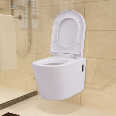 Vidaxl Wall Hung Toilet Ceramic Wall Hung Toilets White