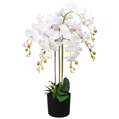 Vidaxl Artificial Orchid Plant With Pot 75 Cm White