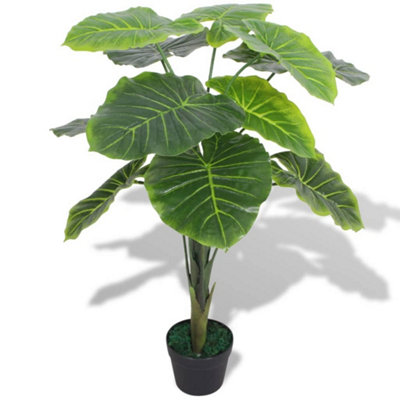 B&Q -  Artificial Taro Plant With Pot 85 Cm Green