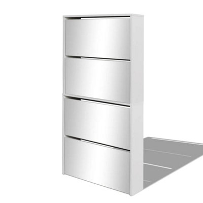 B&Q -  Shoe Cabinet 4-Layer Mirror White 63X17X134 Cm
