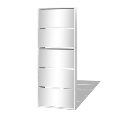 B&Q -  Shoe Cabinet 5-Layer Mirror White 63X17X169.5 Cm