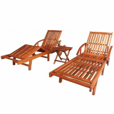B&Q -  Sun Loungers 2 Pcs With Table Solid Acacia Wood