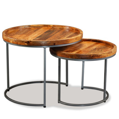 B&Q -  Side Table Set 2 Pieces Solid Mango Wood