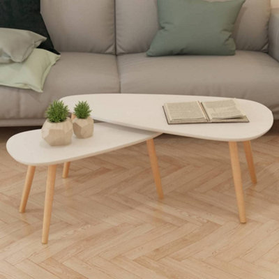 B&Q -  Coffee Table Set 2 Pieces Solid Pinewood White