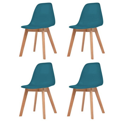 B&Q -  Dining Chairs 4 Pcs Turquoise Plastic Dining Chairs