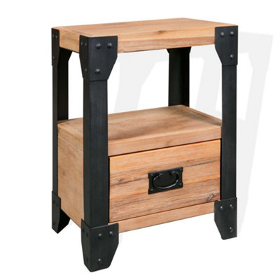 Vidaxl Nightstand Solid Acacia Wood Steel 40X30X54 Cm from B&Q