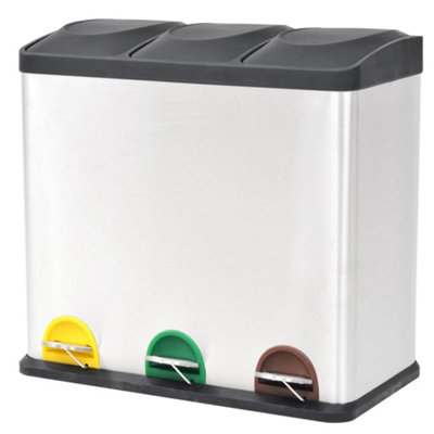 B&Q -  Recycling Pedal Bin Garbage Trash Bin Stainless Steel 54 L