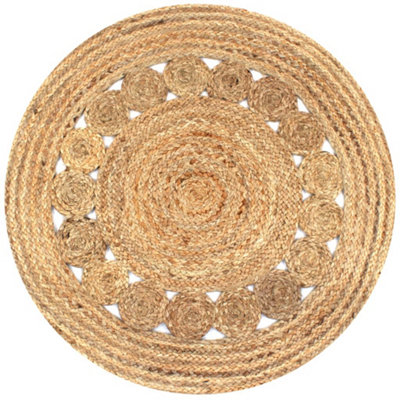 Berkfield Area Rug Braided Design Jute 90 Cm Round from B&Q