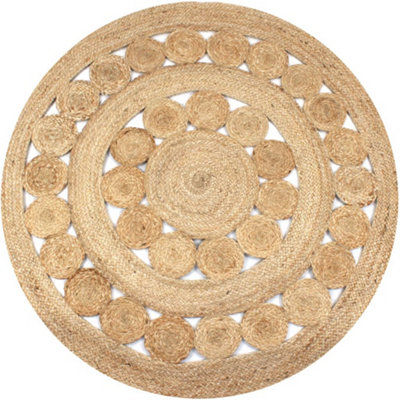 Vidaxl Area Rug Braided Design Jute 120 Cm Round from B&Q