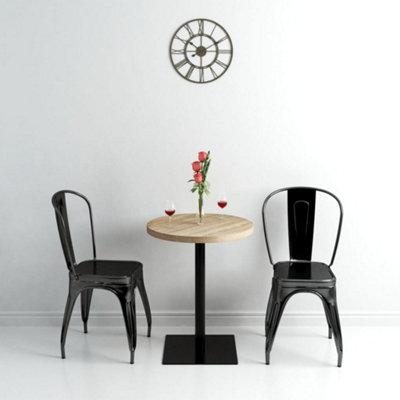 B&Q -  Bistro Table Mdf And Steel Round 60X75 Cm Oak Colour