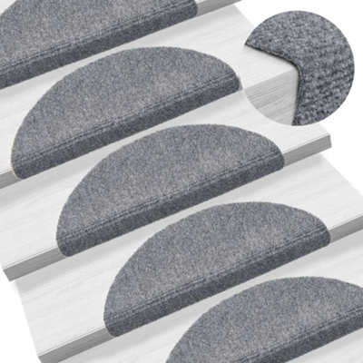 Vidaxl 15 Self-Adhesive Stair Mats Needle Punch 56X17x3 Cm Light/Grey