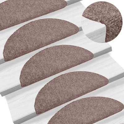 B&Q -  Stair Mats Self-Adhesive 15 Pcs 65X21X4 Cm Light Brown Half Round Large