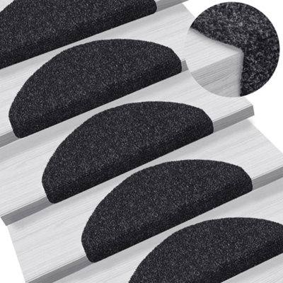Vidaxl Stair Mats Self-Adhesive 15 Pcs 65X21X4 Cm Black Half Round Large from B&Q