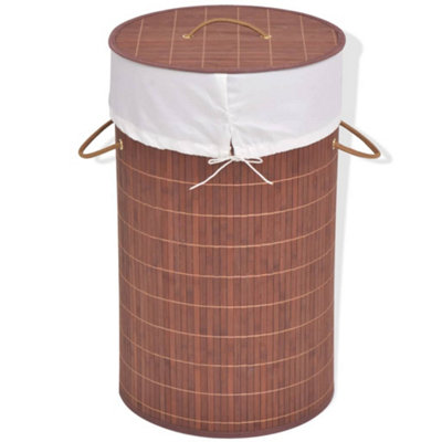 Vidaxl Bamboo Laundry Bin Round Brown from B&Q