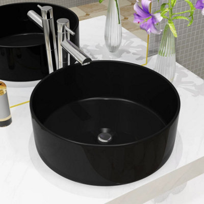 Vidaxl Basin Ceramic Round Black 40X15 Cm from B&Q