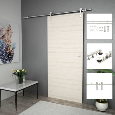 B&Q -  Sliding Door Hardware Kit 183 Cm Stainless Steel Silver Sliding Door Hardwares
