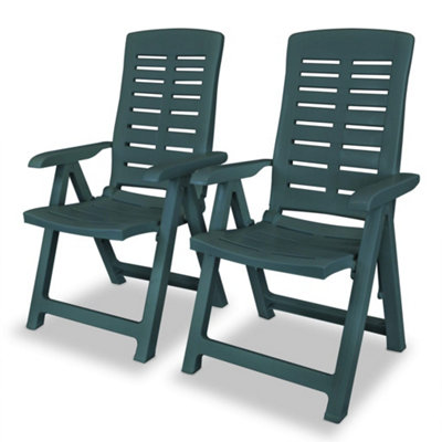 B&Q -  Reclining Garden Chairs 2 Pcs Plastic Green