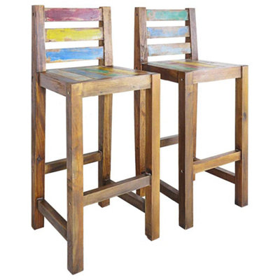 B&Q -  Bar Stools 2 Pcs Solid Reclaimed Wood