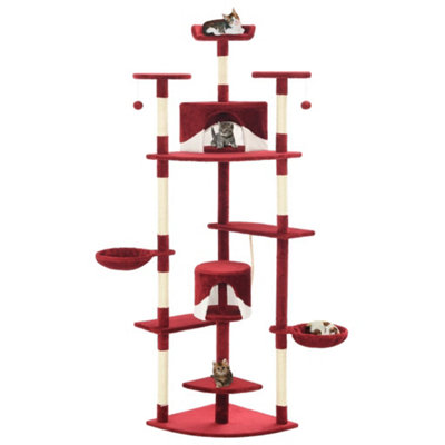 VIDAXL Cat Tree - Sisal Scratching Posts - 203 cm - Red - Image 3