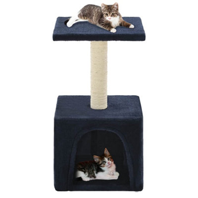 vidaXL Cat Tree with Sisal Scratching Post - 55cm - Dark Blue & Blue - Image 3