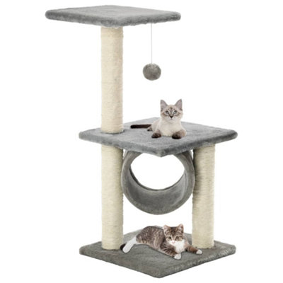 vidaXL Cat Tree with Sisal Scratching Posts - 65cm - Grey - Image 3