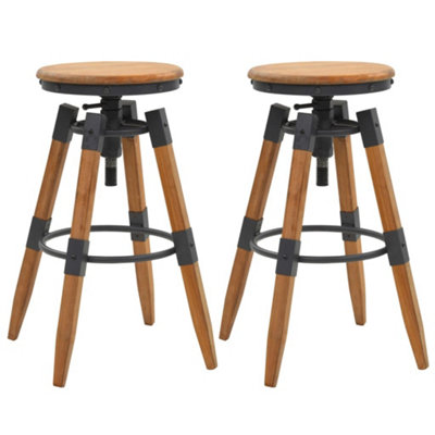 B&Q -  Bar Stools 2 Pcs Solid Fir Wood Bar Stools
