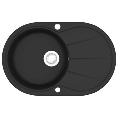B&Q -  Granite Kitchen Sink Single Basin Oval Black
