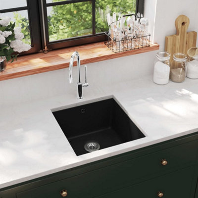 Vidaxl Granite Kitchen Sink Single Basin Black Kitchen Sinks from B&Q