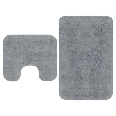 B&Q -  Bathroom Mat Set 2 Pieces Fabric Grey