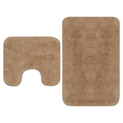 B&Q -  Bathroom Mat Set 2 Pieces Fabric Beige