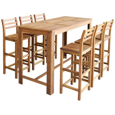 Vidaxl Bar Table And Chair Set 7 Pieces Solid Acacia Wood from B&Q