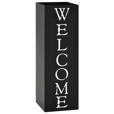 B&Q -  Umbrella Stand Welcome Steel Black