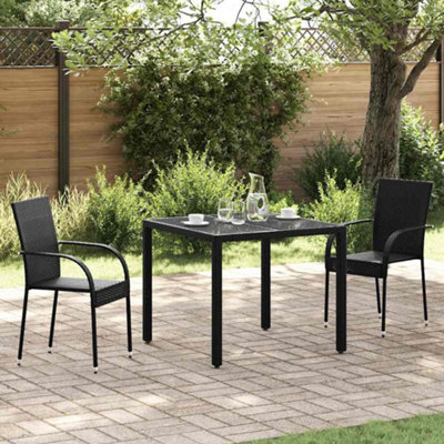 Vidaxl Stackable Outdoor Chairs 2 Pcs Poly Rattan Black from B&Q