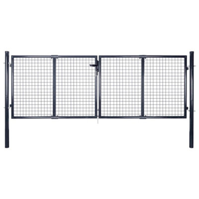 Vidaxl Grey Mesh Garden Gate Galvanised Steel 289X75 Cm Garden Gates
