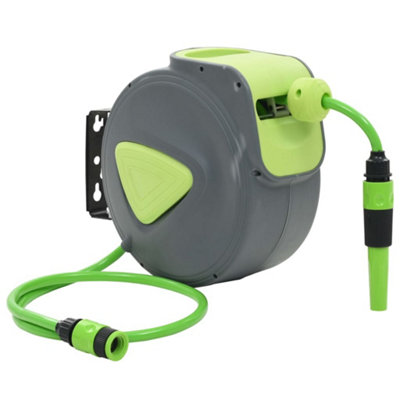Vidaxl Automatic Retractable Water Hose Reel Wall Mounted 10+1 M from B&Q