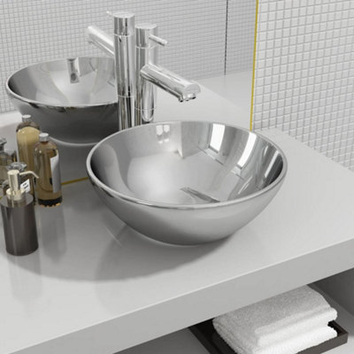 Vidaxl Wash Basin 32.5X14 Cm Ceramic Silver from B&Q