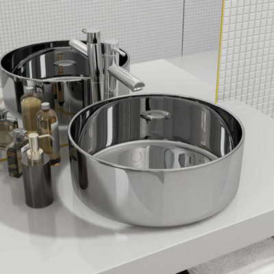 Vidaxl Wash Basin 40X15 Cm Ceramic Silver from B&Q