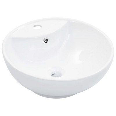 B&Q -  Wash Basin With Overflow 46.5X18 Cm Ceramic White