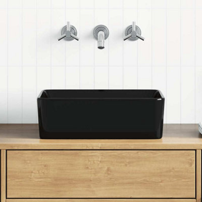 Vidaxl Wash Basin 40X30x13cm Ceramic Black Bathroom Washroom Wash Bowl Sink 8718475719984 - Image 3