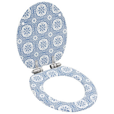 Vidaxl Wc Toilet Seat With Soft Close Lid Mdf Porcelain Design