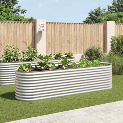 B&Q -  Garden Raised Bed 320X80X81 Cm Galvanised Steel Silver