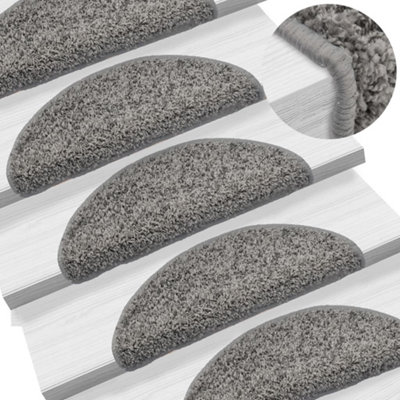 Vidaxl Stair Mats 15 Pcs 56X17X3 Cm Grey Half Round from B&Q