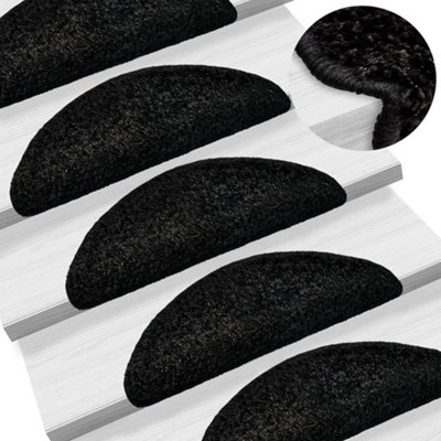 Vidaxl Stair Mats 15 Pcs 56X17X3 Cm Black Half Round from B&Q
