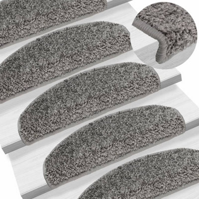 Vidaxl Stair Mats 15 Pcs 65X21X4 Cm Grey Half Round Large from B&Q