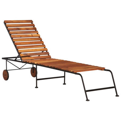 Vidaxl Sun Lounger With Steel Legs Solid Acacia Wood from B&Q