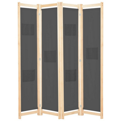 Vidaxl 4-Panel Room Divider Grey 160X170X4 Cm Fabric from B&Q