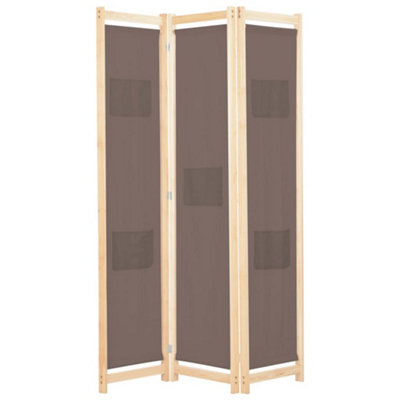 Vidaxl 3-Panel Room Divider Brown 120X170X4 Cm Fabric Room Dividers from B&Q
